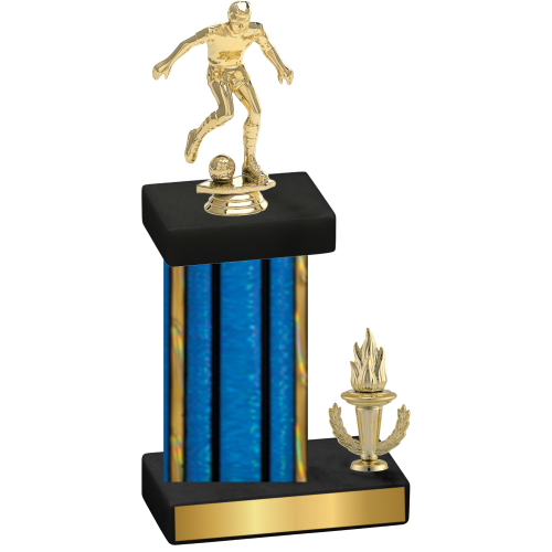 Accented Single Blue Glacier Victory Soccer Trophy