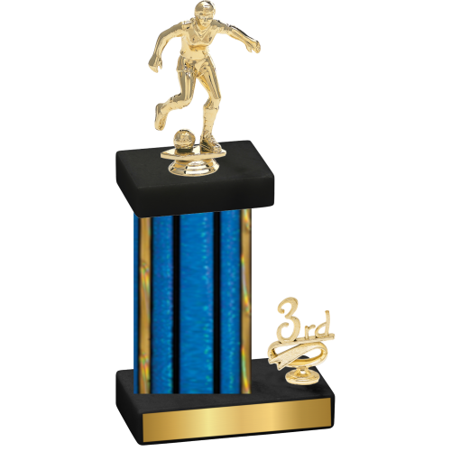 Accented Single Blue Glacier Third Place Soccer Trophy