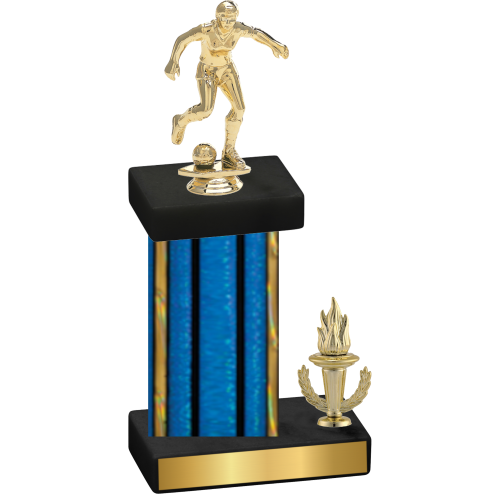 Accented Single Blue Glacier Victory Soccer Trophy