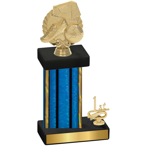 Accented Single Blue Glacier First Place Soccer Trophy