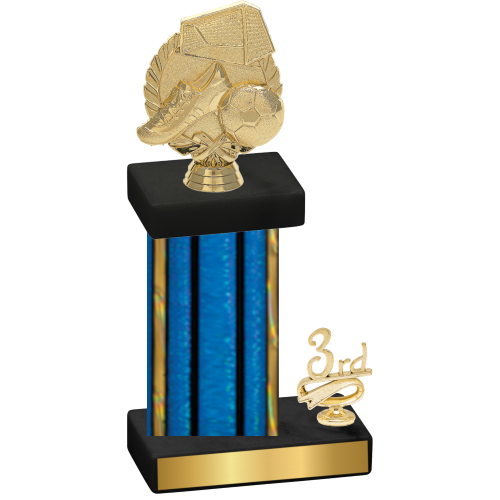 Accented Single Blue Glacier Third Place Soccer Trophy
