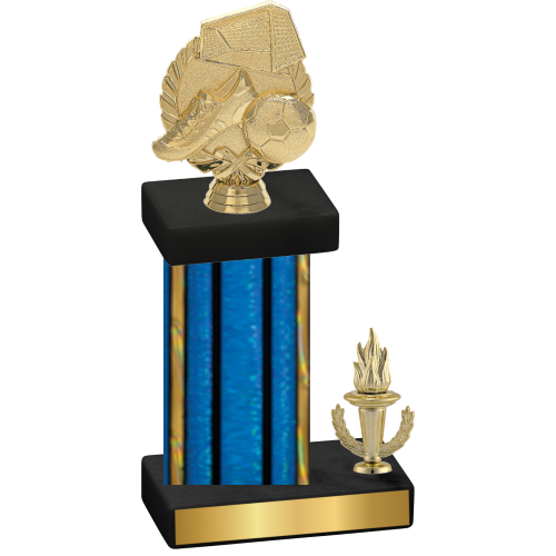 Accented Single Blue Glacier Victory Soccer Trophy