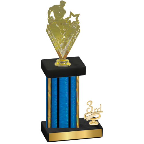 Accented Single Blue Glacier Third Place Rugby Trophy