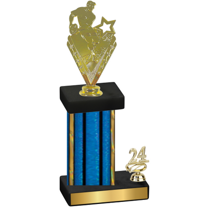 Accented Single Blue Glacier Year Rugby Trophy