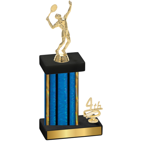 Accented Single Blue Glacier Fourth Place Tennis Trophy