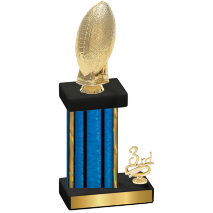 Accented Single Blue Glacier Third Place Football Trophy