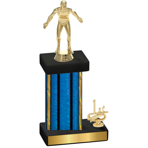 Accented Single Blue Glacier First Place Wrestling Trophy