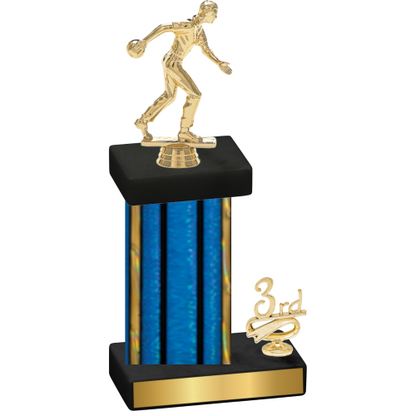 Accented Single Blue Glacier Third Place Bowling Trophy