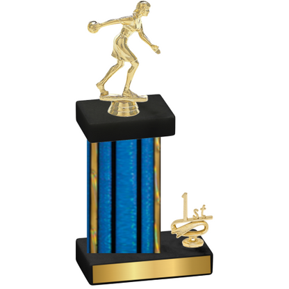 Accented Single Blue Glacier First Place Bowling Trophy