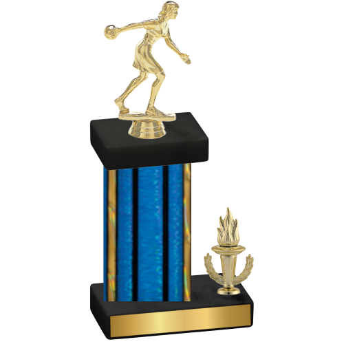 Accented Single Blue Glacier Victory Bowling Trophy