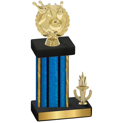 Accented Single Blue Glacier Victory Bowling Trophy