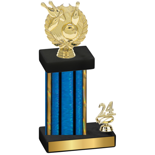 Accented Single Blue Glacier Year Bowling Trophy