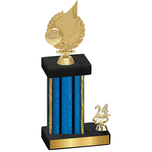 Accented Single Blue Glacier Year Volleyball Trophy