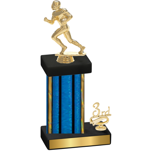 Accented Single Blue Glacier Third Place Football Trophy