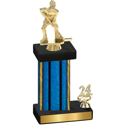 Accented Single Blue Glacier Year Hockey Trophy