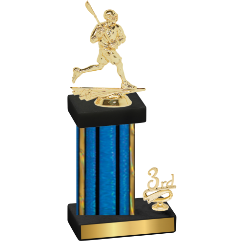 Accented Single Blue Glacier Third Place Lacrosse Trophy