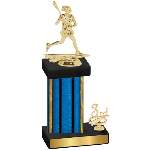 Accented Single Blue Glacier Third Place Lacrosse Trophy