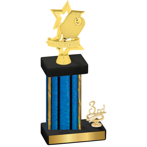 Accented Single Blue Glacier Third Place Pickleball Trophy