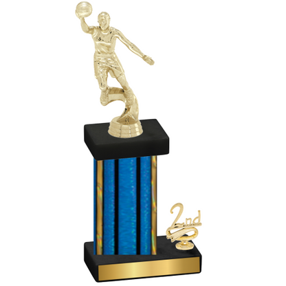 Accented Single Blue Glacier Second Place Basketball Trophy