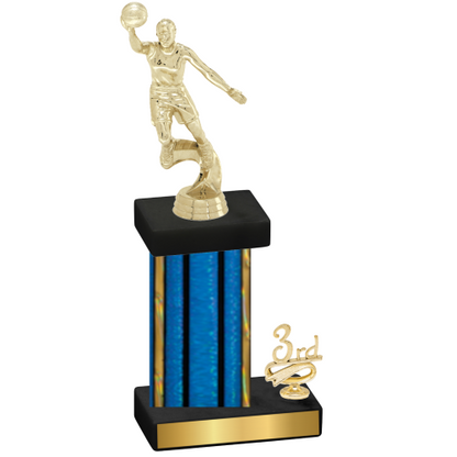 Accented Single Blue Glacier Third Place Basketball Trophy