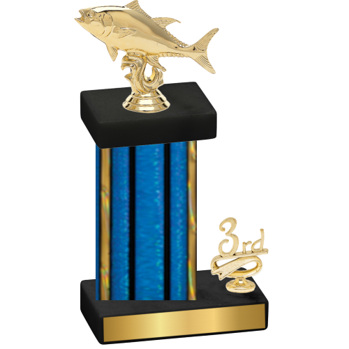 Accented Single Blue Glacier Third Place Fishing Trophy