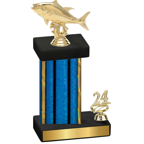 Accented Single Blue Glacier Year Fishing Trophy