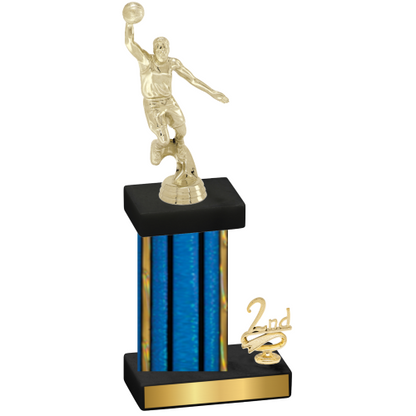 Accented Single Blue Glacier Second Place Basketball Trophy