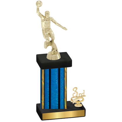 Accented Single Blue Glacier Third Place Basketball Trophy