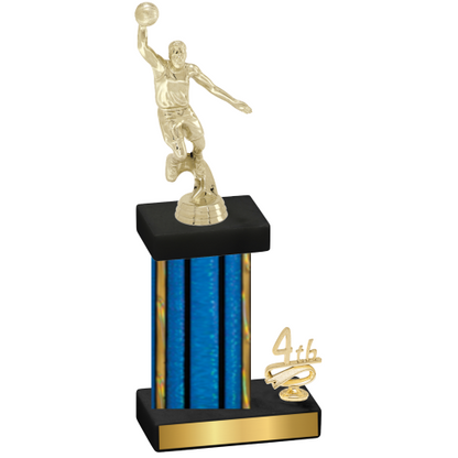 Accented Single Blue Glacier Fourth Place Basketball Trophy