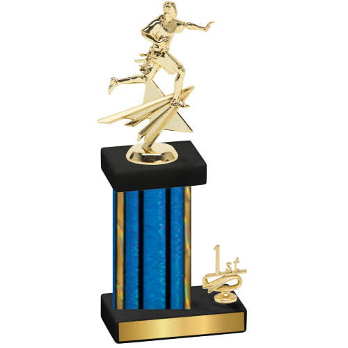 Accented Single Blue Glacier First Place Flag Football Trophy