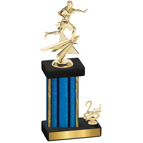 Accented Single Blue Glacier Second Place Flag Football Trophy