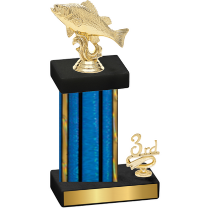 Accented Single Blue Glacier Third Place Fishing Trophy