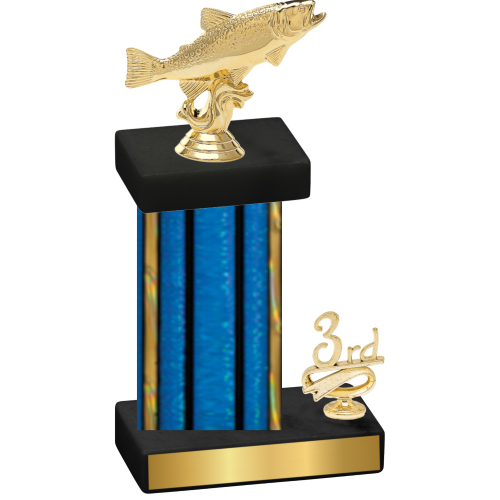 Accented Single Blue Glacier Third Place Fishing Trophy