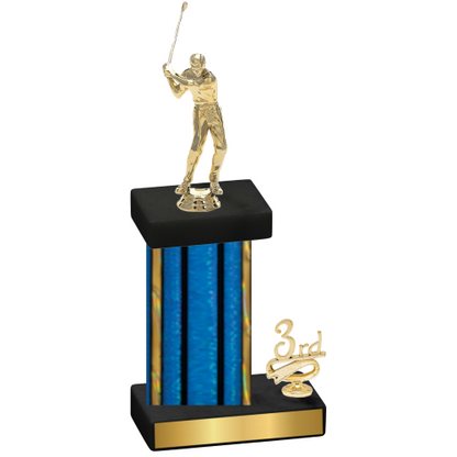 Accented Single Blue Glacier Third Place Golf Trophy