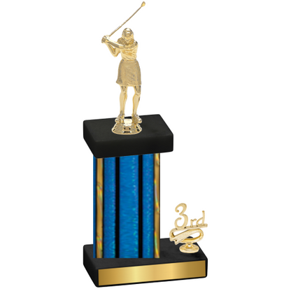 Accented Single Blue Glacier Third Place Golf Trophy
