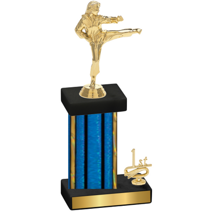 Accented Single Blue Glacier First Place Karate Trophy