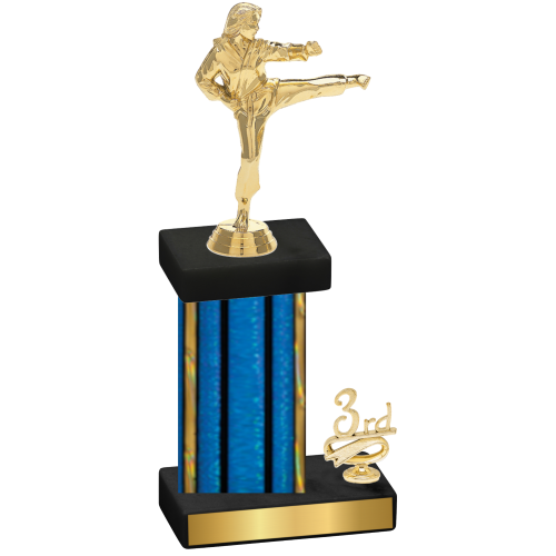 Accented Single Blue Glacier Third Place Karate Trophy