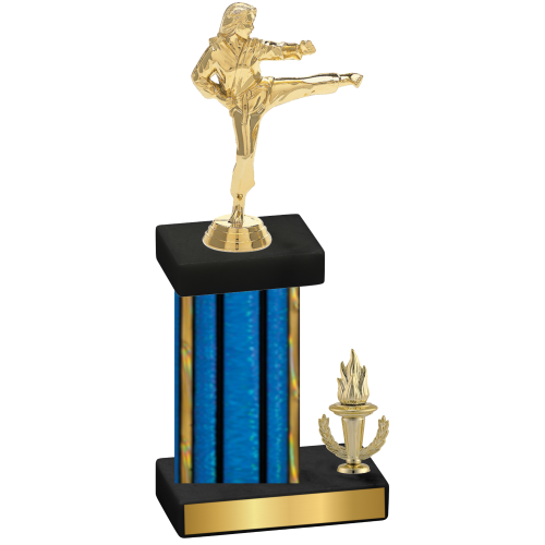 Accented Single Blue Glacier Victory Karate Trophy