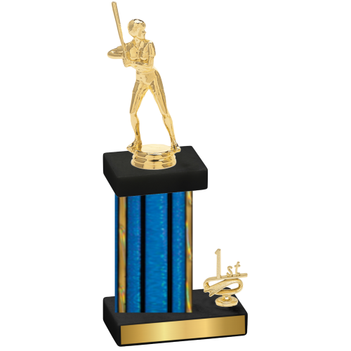 Accented Single Blue Glacier First Place Softball Trophy