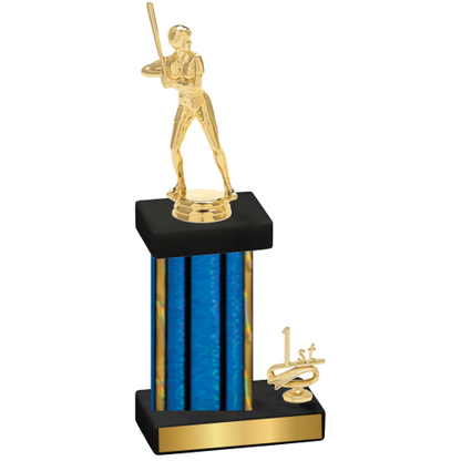 Accented Single Blue Glacier First Place Softball Trophy