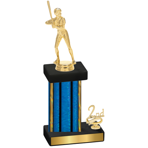 Accented Single Blue Glacier Second Place Softball Trophy