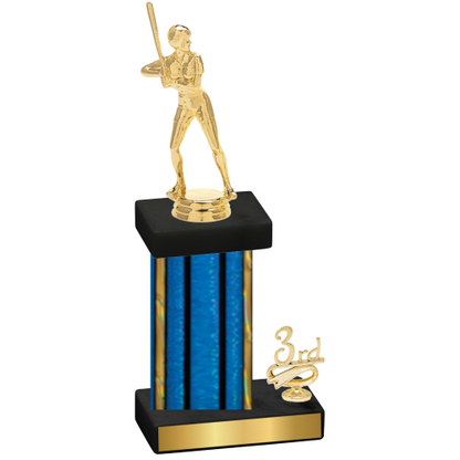 Accented Single Blue Glacier Third Place Softball Trophy