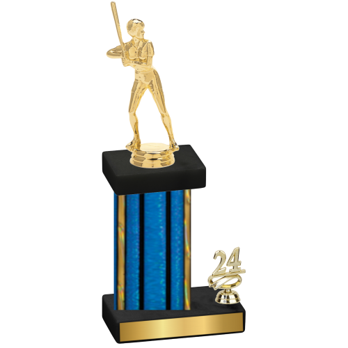 Accented Single Blue Glacier Year Softball Trophy