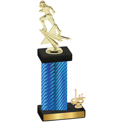 Accented Single Blue Carbon Fiber First Place Football Trophy