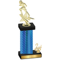 Accented Single Blue Carbon Fiber Second Place Football Trophy