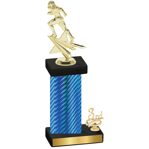 Accented Single Blue Carbon Fiber Third Place Football Trophy
