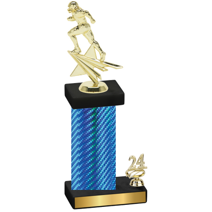 Accented Single Blue Carbon Fiber Year Football Trophy