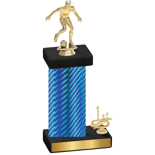 Accented Single Blue Carbon Fiber First Place Soccer Trophy