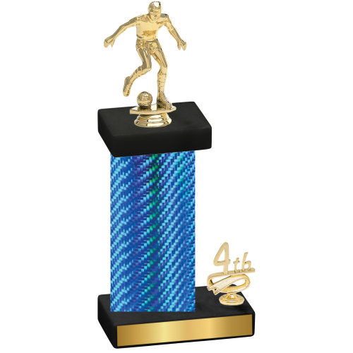 Accented Single Blue Carbon Fiber Fourth Place Soccer Trophy