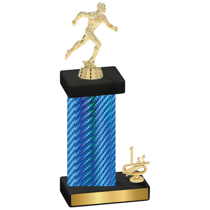 Accented Single Blue Carbon Fiber First Place Running Trophy